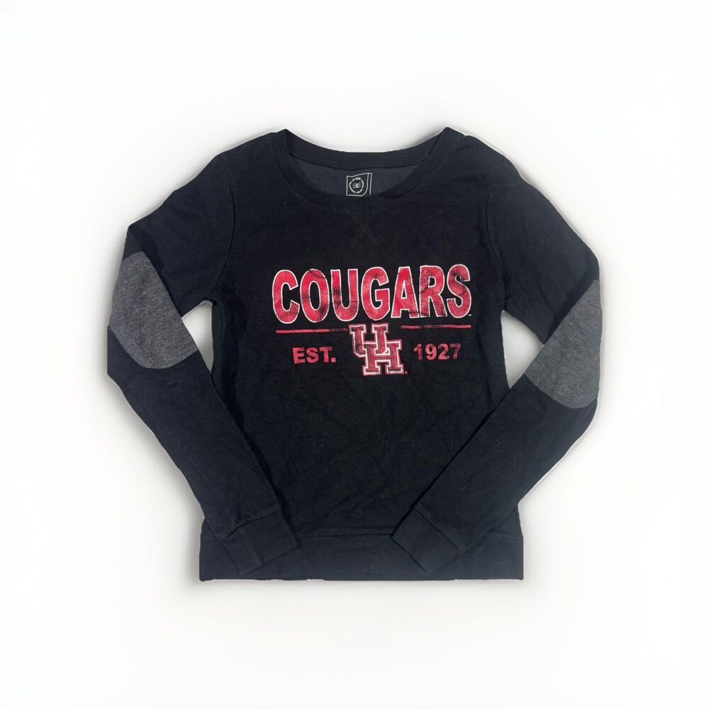 Houston Cougar Women’s Black Size S Team Warm Up Sweater. U-Trau Made in USA